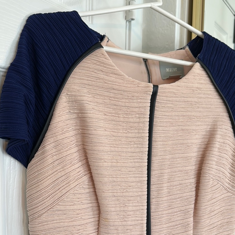 Maeve Navy and Pink Textured Dress - Picture 2 of 4